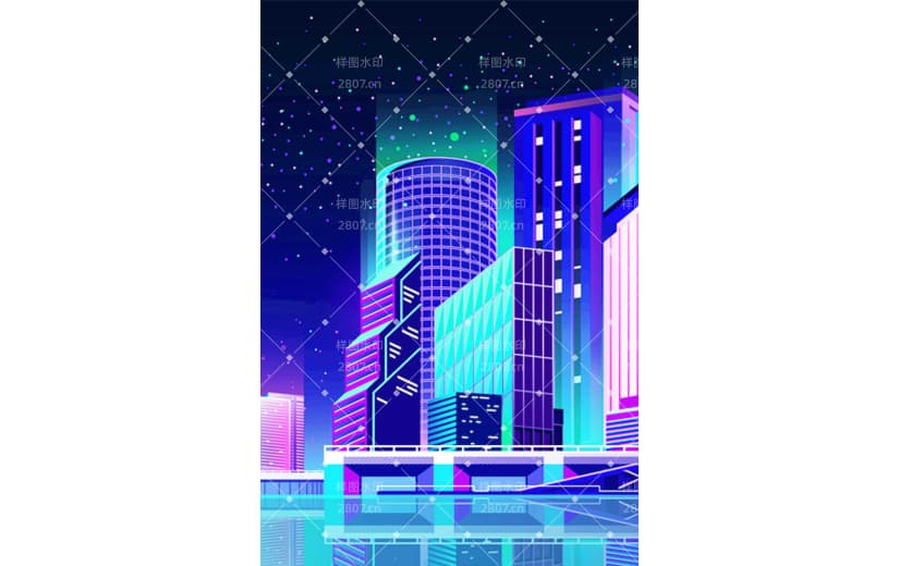 未来城市科技城市霓虹简约背景图