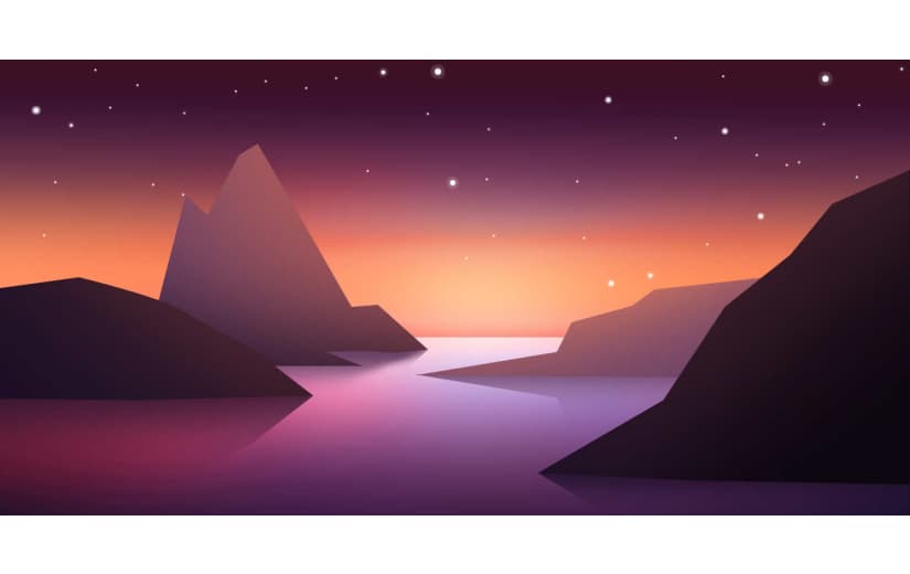 浪漫梦幻湖边星空群山倒影背景