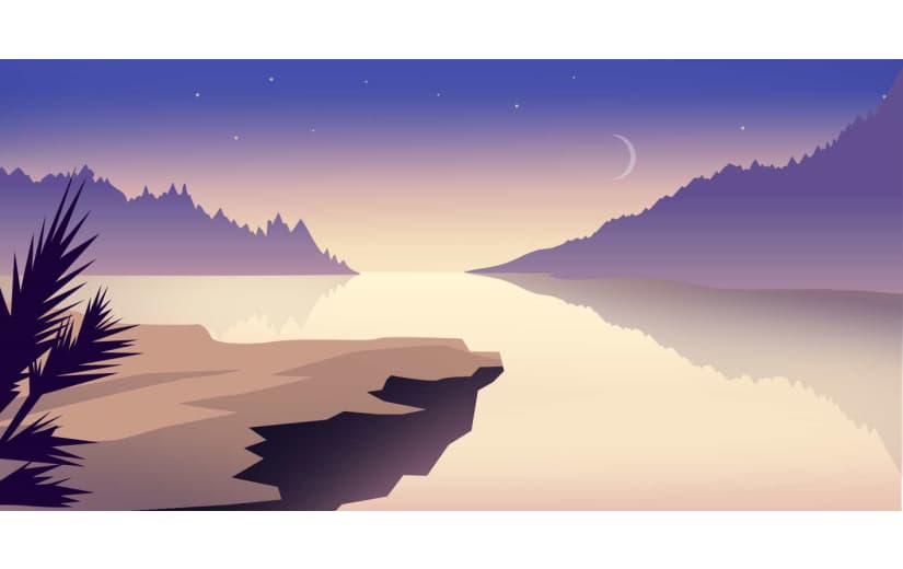 夜空湖面石岸背景