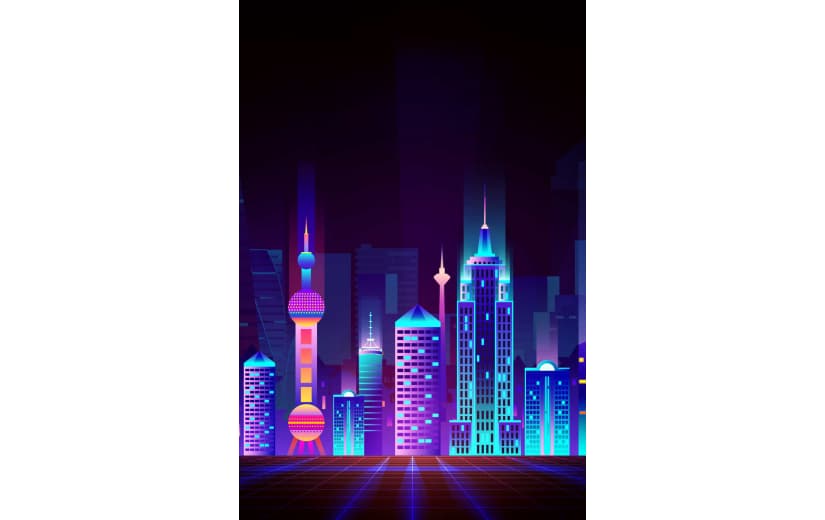 科技感未来城市炫彩科幻背景