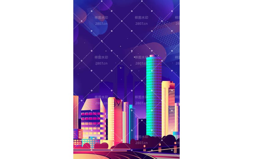 未来城市建筑炫彩科技背景