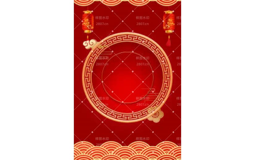 红色喜庆中国风边框新年背景