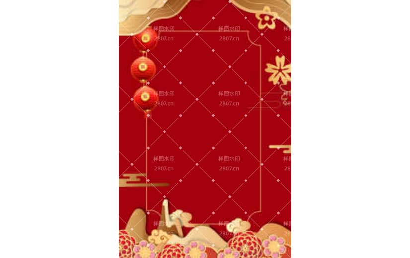 红色鎏金国风喜庆边框背景