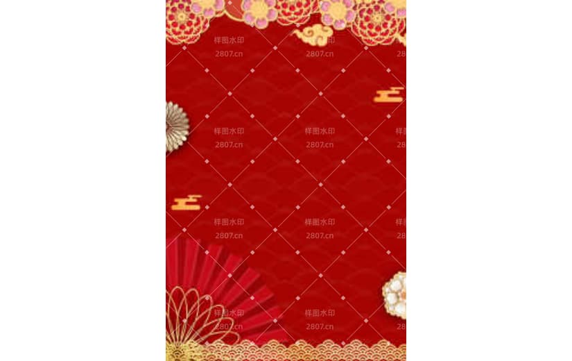 复古红色喜庆新中式剪纸风背景