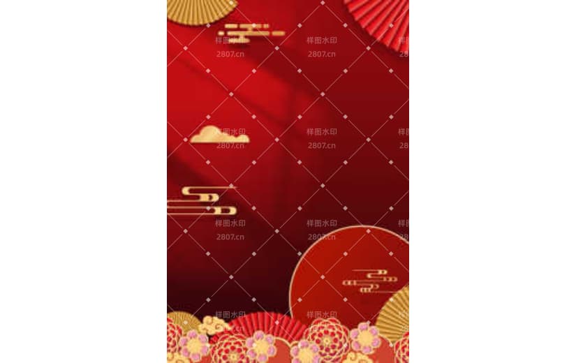 红色中国风剪纸风国潮花纹背景