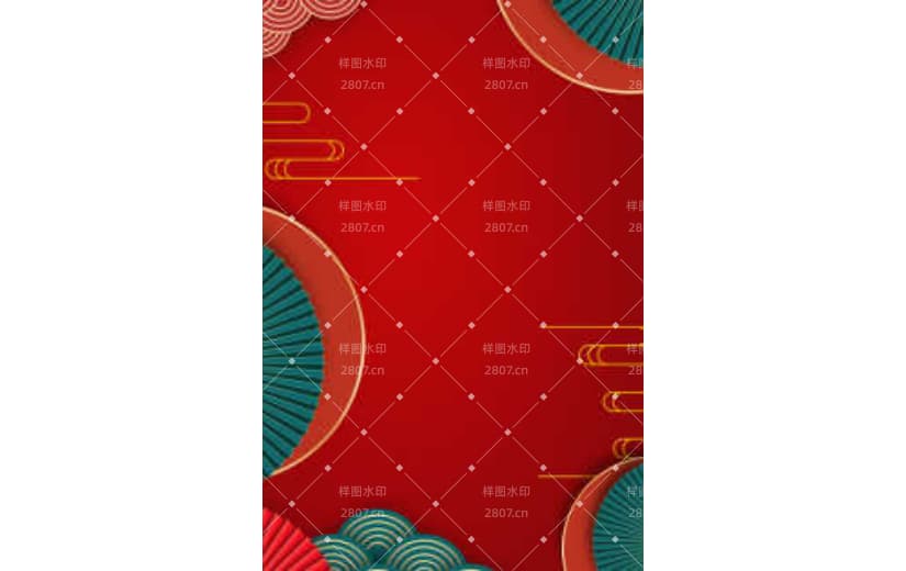 红色新中式国潮剪纸风节日背景