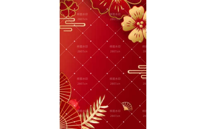 红色喜庆中国风剪纸风国潮花卉背景