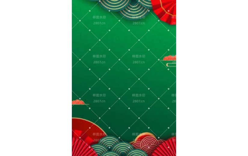 绿色新中式国潮剪纸风背景