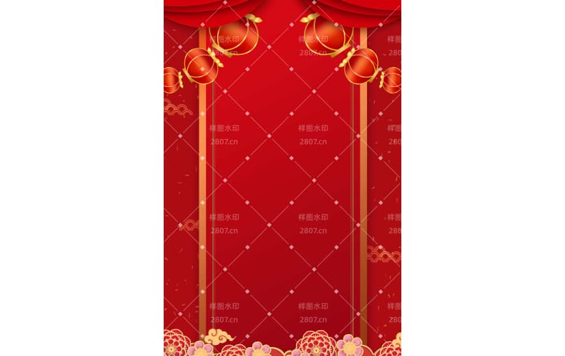 红色复古中国风喜庆边框背景
