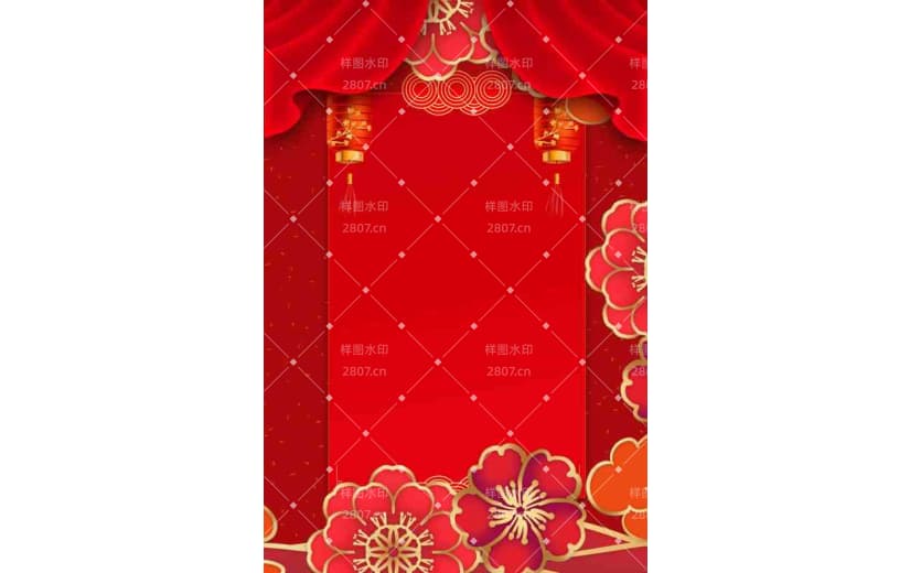 中国风复古喜庆边框花背景