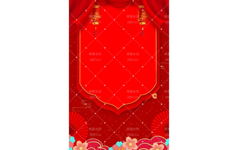 红色复古中国风边框喜庆背景