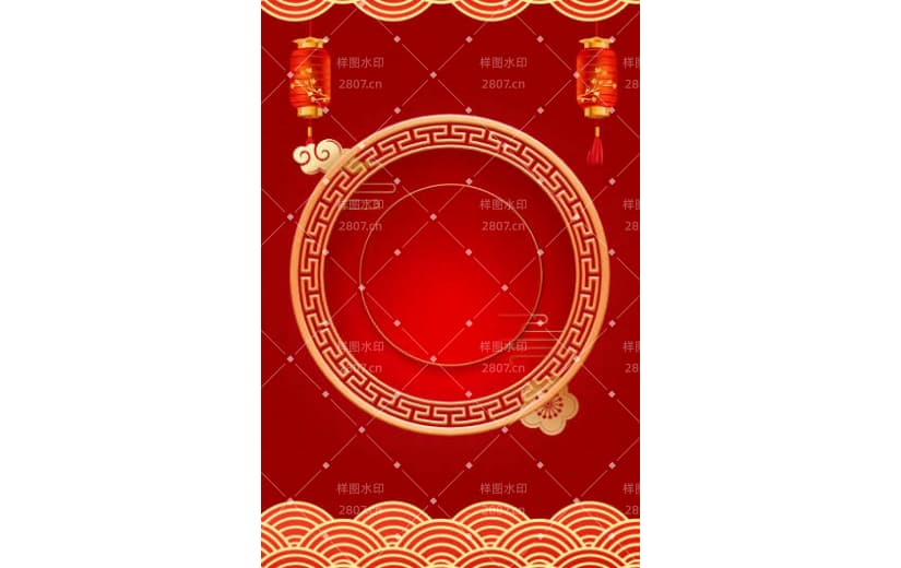 红色喜庆中国风边框新年背景
