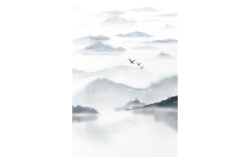 中国风山水简约意境霜降背景