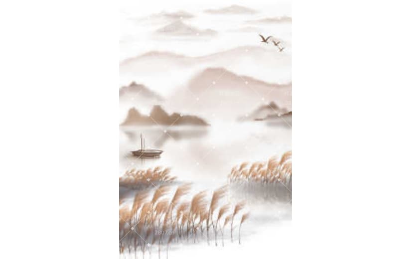 秋季寒露霜降山水芦苇背景