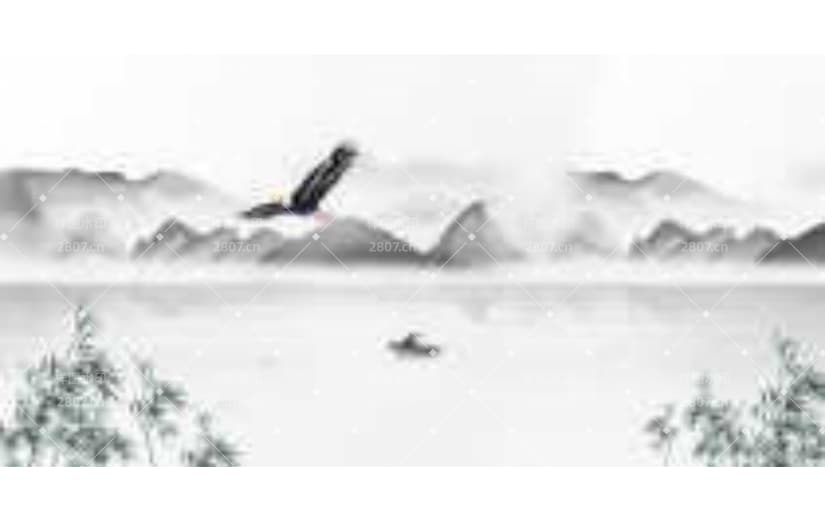 水墨中国风山水意境武侠云雾竹子背景