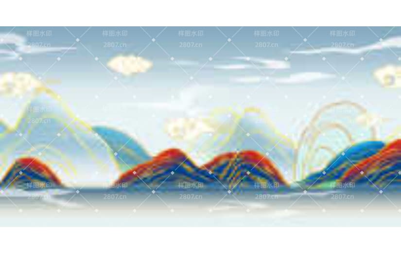 新中式山水新国风祥云背景