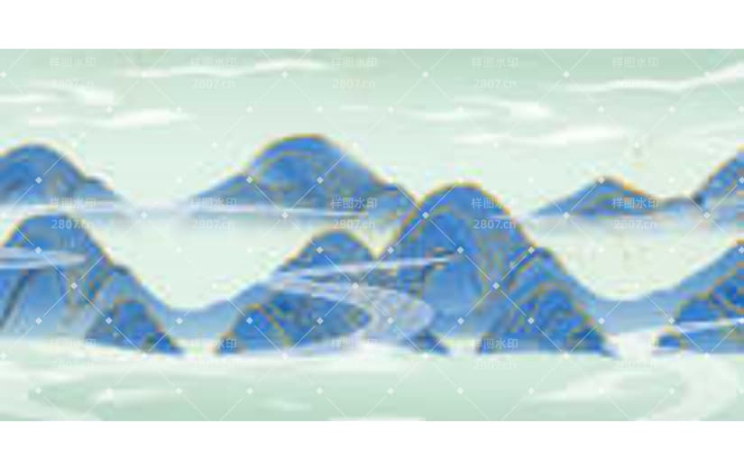 蓝色新中式古风国潮山水意境国风背景