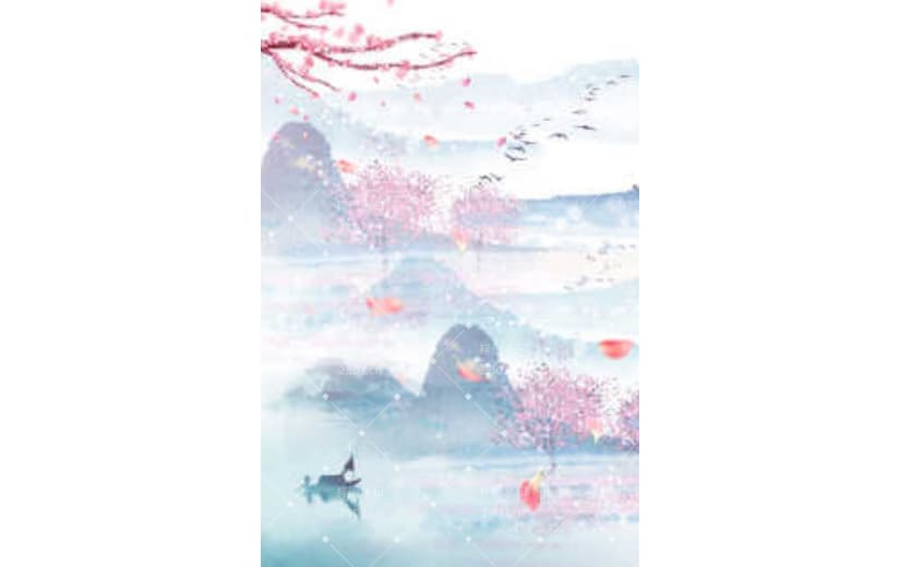 仙侠梦幻中国风山水花瓣大侠古风小清新背景