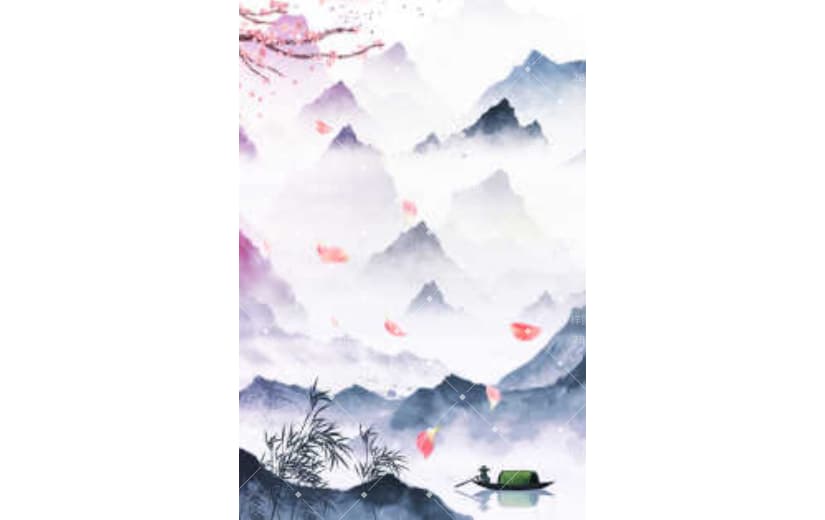 中国风山水烟雾武侠仙侠小清新背景