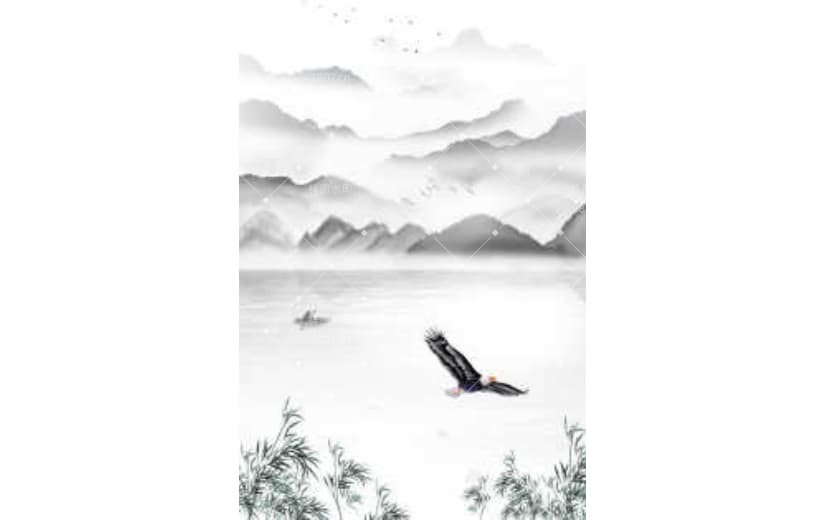 中国风山水烟雾武侠仙侠水墨背景