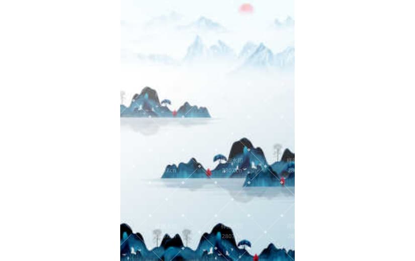 中国风意境山水清明节民俗背景