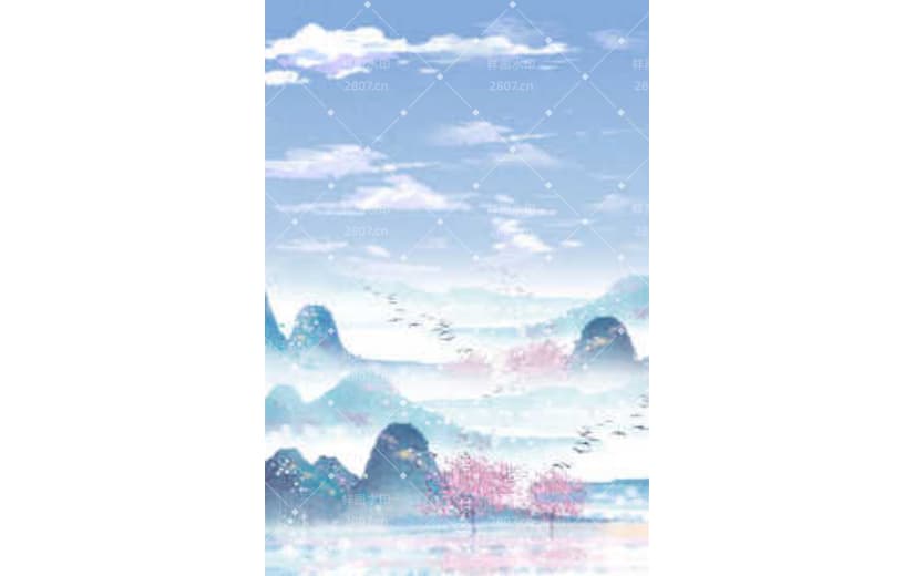 中国风意境山水清明节民俗小清新背景