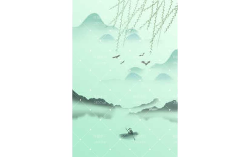 春分山水水墨背景