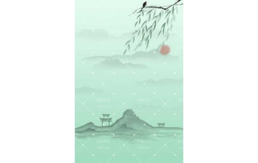 春分燕子柳树水墨背景