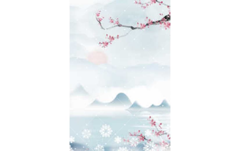 梅花霜降雪花冬天节气宣传背景