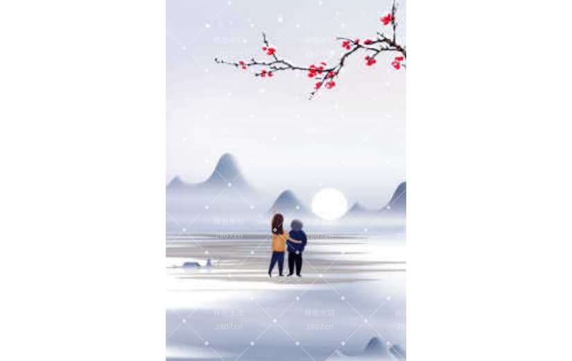 复古中国风山水重阳节背景