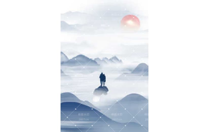 重阳节中国风复古山水水墨宣传背景