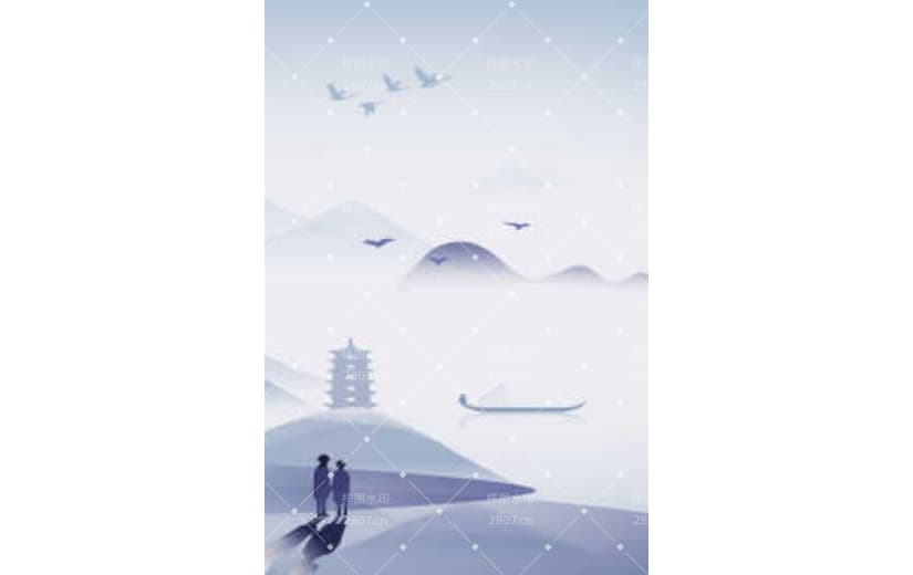 复古中国风重阳节山水背景