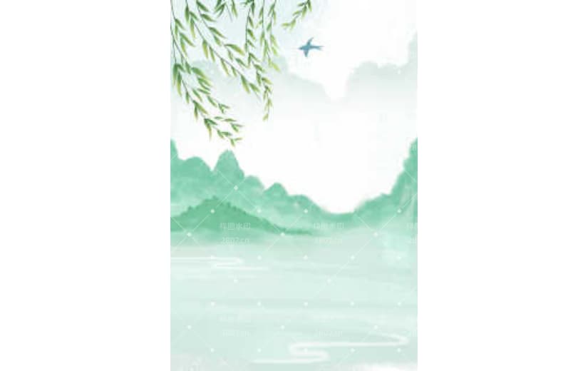中国风水墨立春绿色淡雅背景