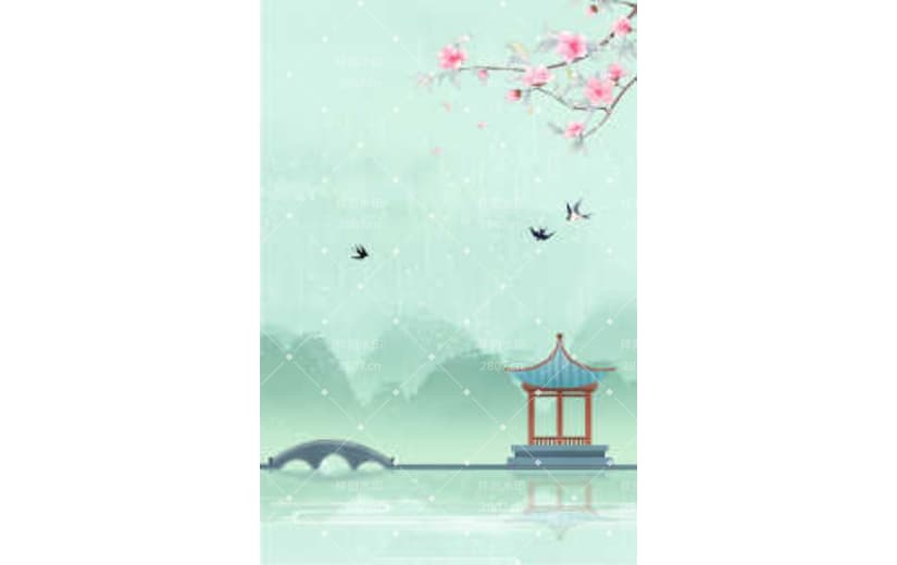 文艺中国古风山水立春国潮背景