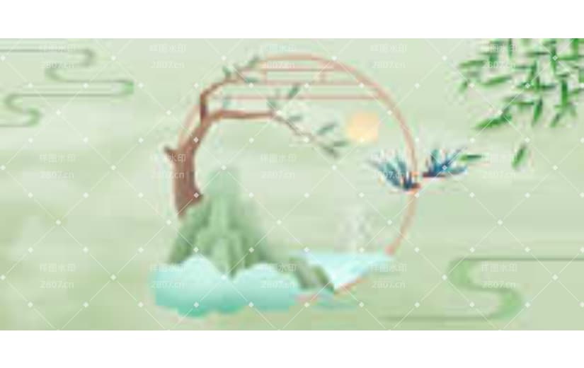 绿色古风剪纸风立春节气背景