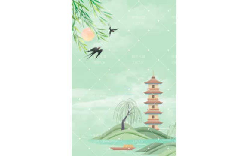 绿色国潮中国风山水立春背景