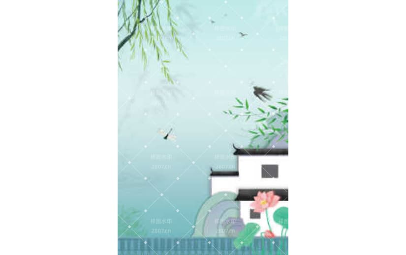 复古中国风山水春天简约背景