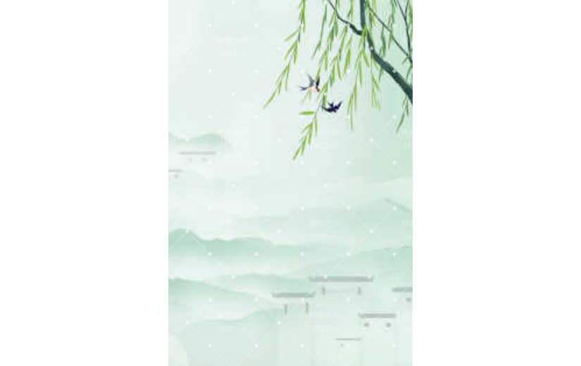 绿色中国风山水春天古风背景