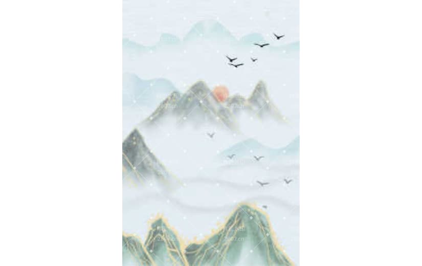 复古山水鎏金中国风简约背景