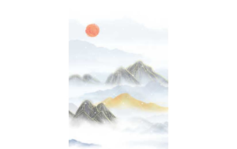鎏金山水水墨中国风复古背景