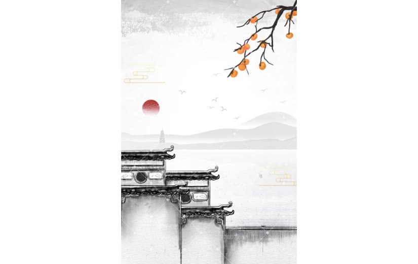 简约水墨中国风秋季立秋秋天背景