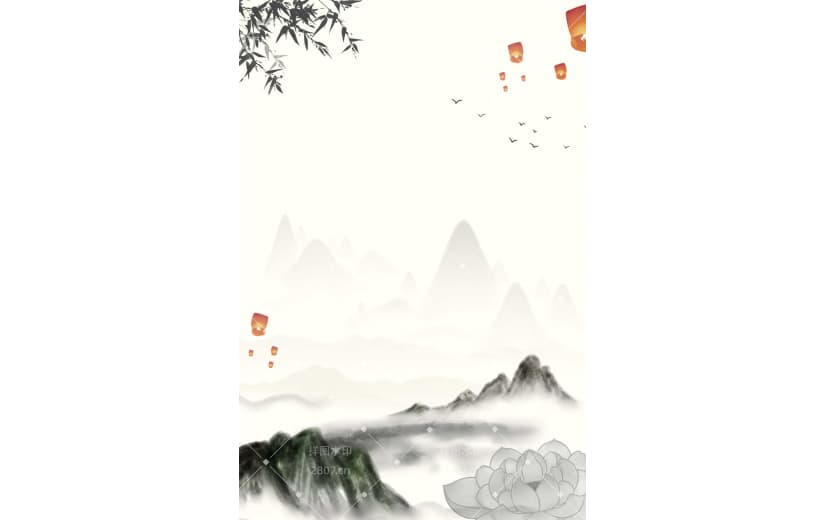 复古中国风传统中元节水墨背景