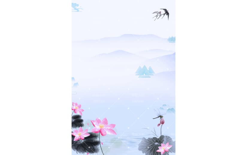 中国风小暑大暑节气背景荷花莲花