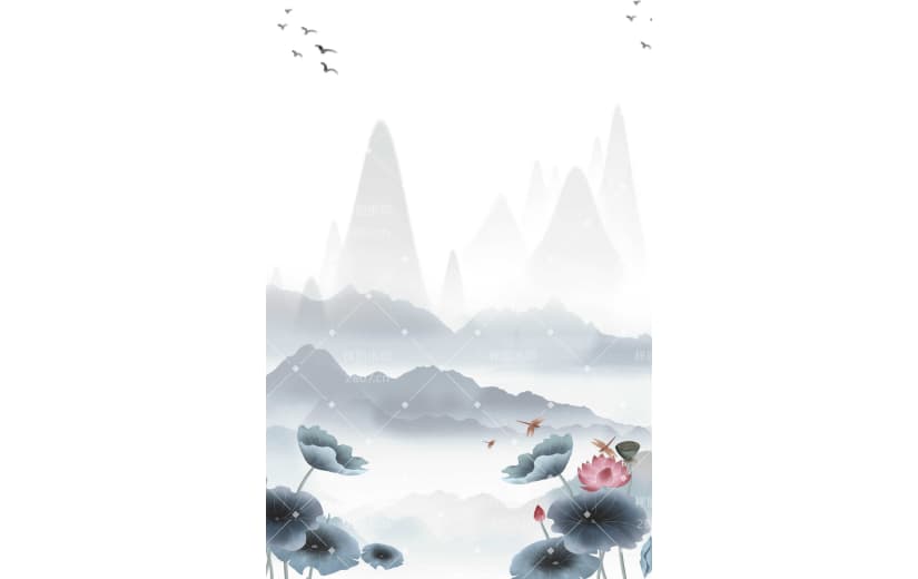 中国风水墨荷花立夏背景