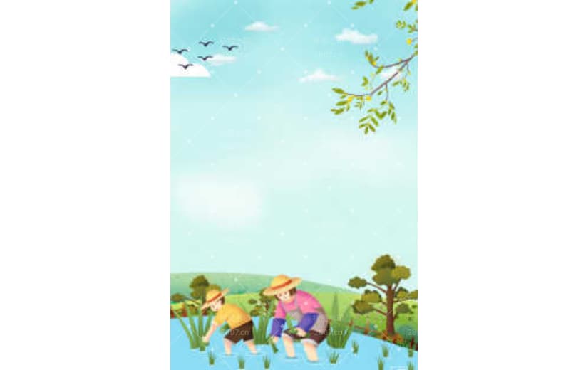 五一劳动节手绘劳作乡村背景