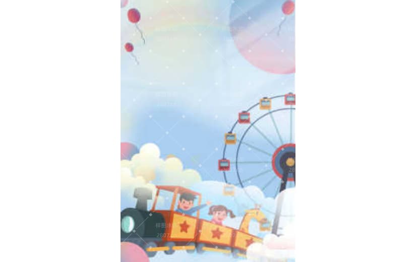 手绘卡通国际儿童节游乐园背景