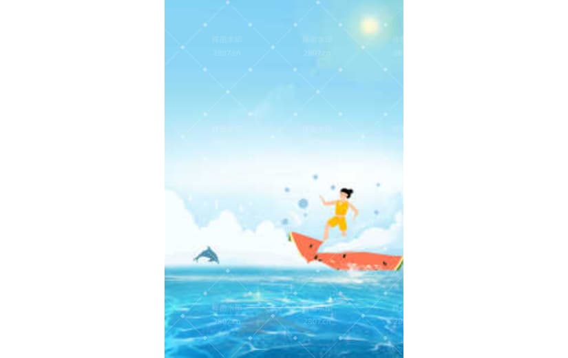 手绘夏至节日背景清爽滑水