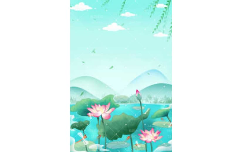 节日手绘夏至清凉荷花背景