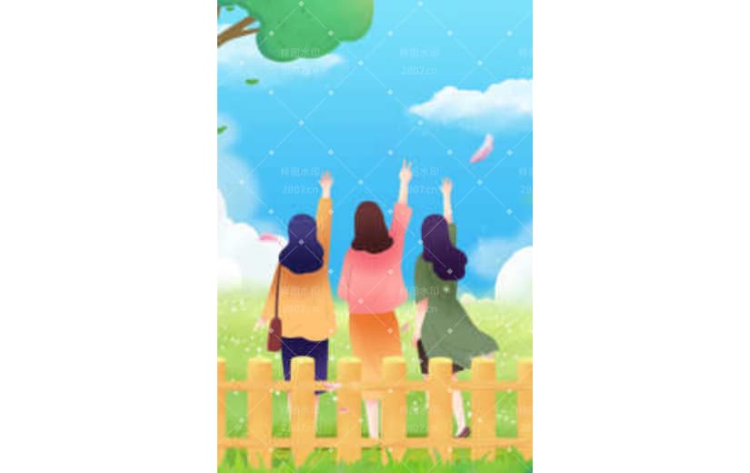 五四青年节年轻人背影卡通背景