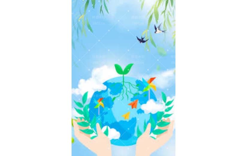 蓝色卡通插画环境日地球环保背景